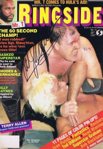 SGT. SLAUGHTER: A magazine cover featuring Sgt. Slaughter vs Ric Flair, autographed by Sgt. Slaughter