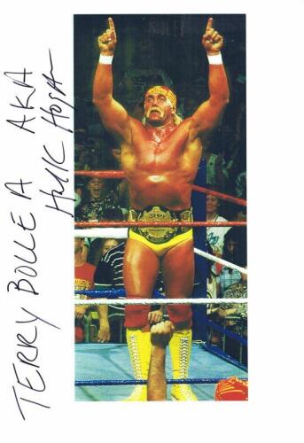HULK HOGAN: A unique autographed Hulk Hogan picture, with birth name autographed 'Terry Bollea AKA Hulk Hogan'