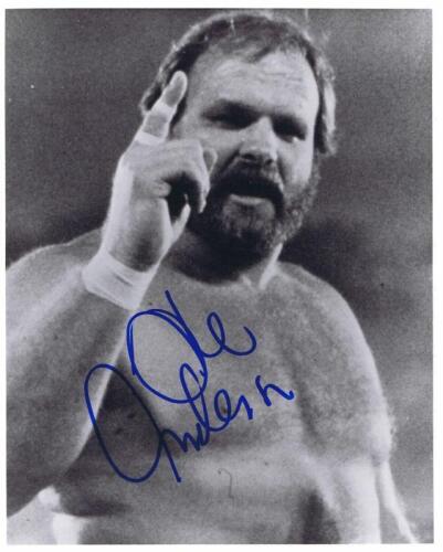 OLE ANDERSON: A black and white picture of Four Horsemen member, autographed by Ole Anderson