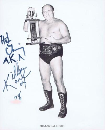 KILLER KARL KOX: A black and white picture of Killer Karl Kox, autographed by Herbert Alan Gerwig