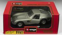 250 GTO: A Bburago 1:18 Ferrari 250 GTO (1962) in silver metallic (cod.3011). Limited Edition of 1500. Produced 1992 in celebration of the 40th Anniversary of the official importation of Ferrari in Belgium by Garage Ferrari Francorchamps