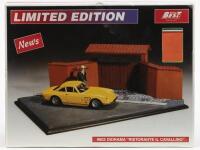 CAVALLINO RESTAURANT: A Limited Edition M4 and MICROWORLD PRODUCTION (MODEL BEST) 1:43 scale "RISTORANTE IL CAVALLINO" diorama (9602). Front entrance of Cavallino Restaurant with Ferrari 330 GTC and Enzo Ferrari figurine