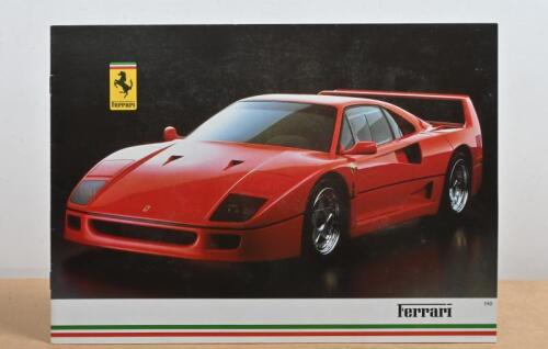 F40: An original colour 1987 Ferrari model brochure featuring a Ferrari F40 to front cover