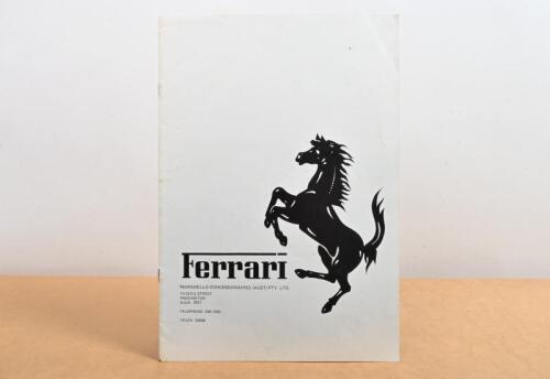 FERRARI: A Ferrari eight page b&w brochure issued in Australia by Maranello Concessionaires Pty Ltd. Circa early 1980's