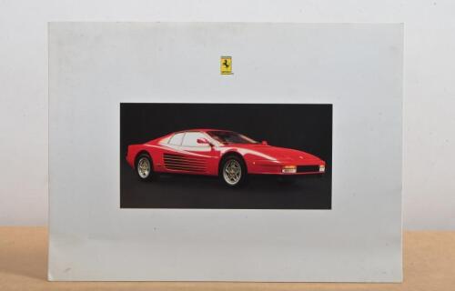 FERRARI: A 1990 Ferrari model range colour sales brochure as published by Ferrari North America. Six glossy pages with Ferrari models and Specifications