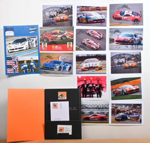 FERRARI: A collection of Ferrari GT car pictures and team cards from various events including Atlanta, Daytona, Le Mans. Signed Ferrari GT car pictures and team cards