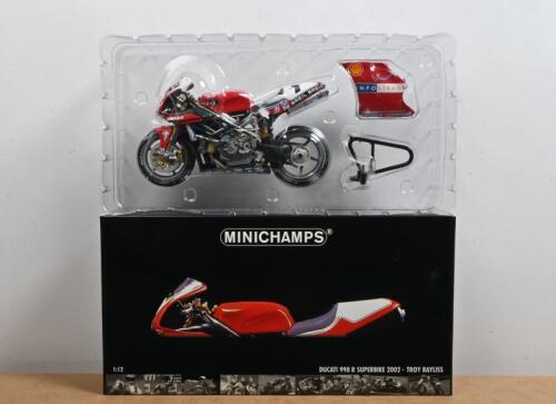 DUCATI: A NOS 1:12 scale Minichamps Ducati 998R "Infostrada" 2002 Troy Bayliss #1 die-cast model