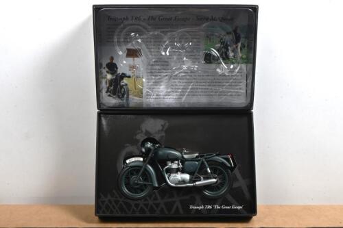 TRIUMPH: A NOS 1:12 scale Minichamps Triumph TR6 Motorcycle Steve McQueen "The Great Escape" die-cast model