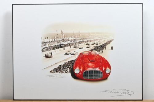 166MM: A colour print collage featuring the Ferrari 166MM