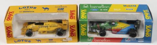 ONYX: Two 1:43 scale ONYX Formula 1 models. Benetton Ford B188 as raced by Alessandro Nannini & LOTUS 100T as raced by Satoru NAKAJIMA