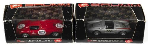 MILLE MIGLIA: Two 1:43 scale BRUMM models as raced at 1954 Mille Miglia. Porsche Spyder 1500/RS (R195) & 1954 Mille Miglia. Lancia D24 (R204) as raced by Alberto Ascari