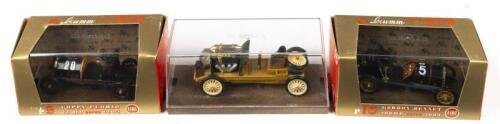 VINTAGE RACING: Three 1:43 scale BRUMM vintage models. COPPA FLORIO 75 HP corsa 1904 (r9), GORDON BENNET 100HP corsa 1905 (r10) & Henry&nbsp;Ford&nbsp;Lake&nbsp;St Clair&nbsp;1904 (r25)