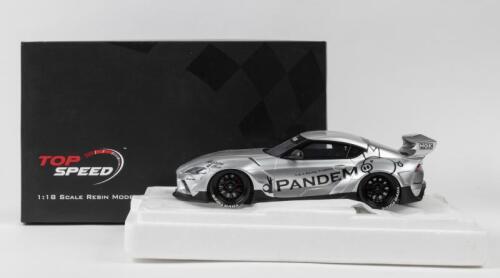 TOYOTA: A 1:18 scale TOP SPEED Pandem Toyota GR Supra V1.0 resin model (TS0297). Silver