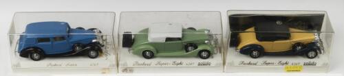 PACKARD: Three 1:43 scale Packard models by solido&nbsp;(Age d'or). Two Packard Super-Eight models (4037) & Packard Sedan (4047)