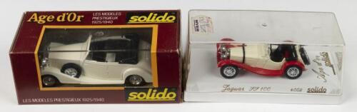 ENGLISH CARS: Two 1:43 scale solido Age d'or&nbsp;English car models. Rolls-Royce - 1939 (77) & Jaguar SS 100 (4002)