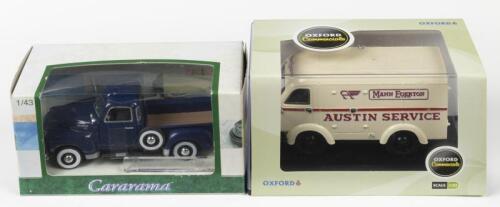 COMMERCIAL VEHICLES: Two 1:43 scale commercial vehicles. Cararama&nbsp;Chevrolet 3100 Pick Up & OXFORD Commercials Austin Service/Mann Egerton Austin K8