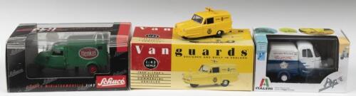 COMMERCIAL VEHICLES: Three&nbsp;1:43 scale commercial vehicle models. Schuco Tempo Kastenwagen in Henkel livery & ITALERI&nbsp;Piaggo Ape C2 Furgone Pubblicitario - 1960 in blue/white Negroni livery