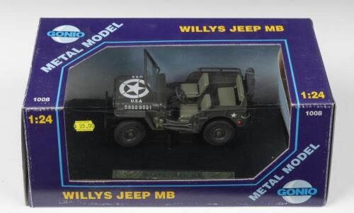 WILLYS: A 1:24 scale GONIO metal WILLYS JEEP MB&nbsp;model (1008). U.S.A military colours