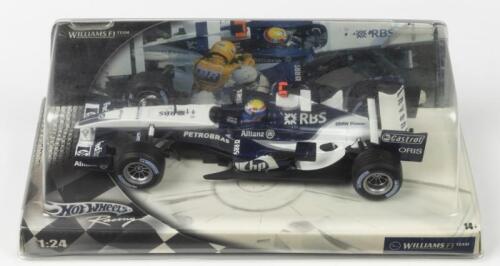 WILLIAMS F1: A Hot Wheels 1:24 scale WILLIAMS F1 model (G9733) in RBS blue and white livery