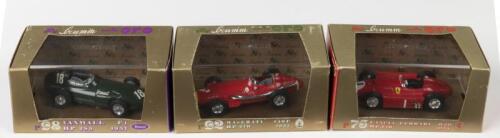 GRAND PRIX CARS: Three 1:43 scale brumm&nbsp;Grand Prix models. r76 LANCIA-FERRARI D50 HP 270 1955, r92 MASERATI 250F HP 270 1957 & r98 VANWALL F1 HP 285 1957