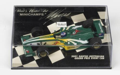 JONES: A Paul's Model Art/MINICHAMPS 1:43 scale 2001 QANTAS AUSTRALIAN GRAND PRIX EVENT CAR. Alan Jones signature