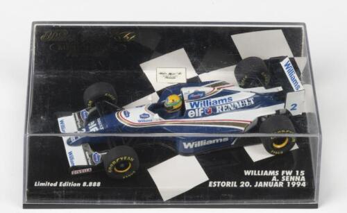 SENNA: A 1:43 scale Limited Edition Paul's Model Art/MINICHAMPS WILLIAMS FW 15 as raced by Aryton Senna at Estoril 1994. Limited Edition of 8,888 pieces