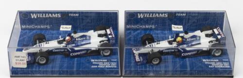 WILLIAMS F1: Two MINICHAMPS 1:43 scale WILLIAMS F1 showcar's. WILLIAMS BMW FW22 SHOWCAR's 2001 as driven by Ralf Schumacher & Juan Pablo Montoya