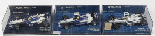 SCHUMACHER: Three 1:43 scale MINICHAMPS WILLIAMS F1 models as raced by Ralf Schumacher. Williams/BMW FW22, FW23 & FW24. FW22 L.E of 6,666