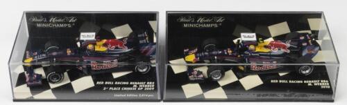 WEBBER: Two Paul's Model Art/MINICHAMPS&nbsp;1:43 scale RED BULL RACING RENAULT RB5 and RB6 models. As raced by Mark Webber. RB5 Limited Edition of 2,016 pieces