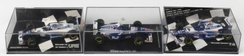 WILLIAMS RENAULT: Three 1:43 scale WILLIAMS RENAULT models. Paul's Model Art/MINICHAMPS&nbsp;WILLIAMS FW 16 RENAULT as raced by Nigel Mansell at the 1994 Grand Prix of France, L.E of 11,111 & Paul's Model Art/MINICHAMPS WILLIAMS RENAULT FW 18 as raced by Damo