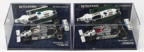 WILLIAMS F1: Two MINICHAMPS 1:43 scale WILLIAMS F1 TEAM Formula one models. 1979 WILLIAMSF1 FW07 as raced by Alan Jones & 1980 WILLIAMS FW07B as raced by Carlos Reutemann