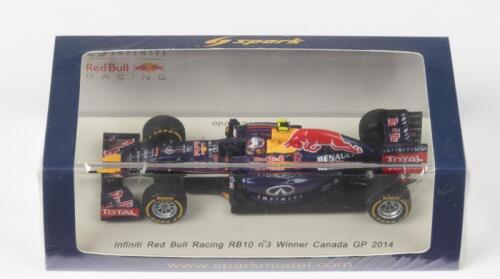 RICCIARDO: A spark 1:43 scale Infiniti Red Bull Racing RB10 No3 Winner Canada GP 2014. As raced by Daniel Ricciardo
