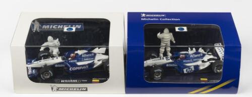 MONTOYA: Two Limited Edition 1:43 scale MICHELIN WILLIAMSF1 TEAM models. WILLIAMSF1 BMW FW24, L.E '0819'/1008 & WILLIAMS F1 BMW FW25 L.E of 984 pieces
