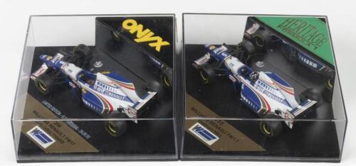 WILLIAMS: Two ONYX 1:43 scale WILLIAMS RENAULT FW17 Formula 1 models as driven by Damon Hill and David Coulthard. Coulthard model L.E 01666/10000