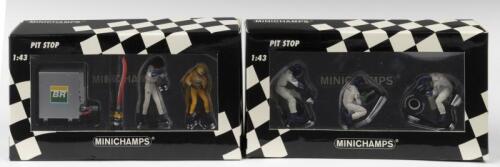 PIT CREW SETS: Two 1:43 scale MINICHAMPS&nbsp;Williams Pit Crew Sets. Williams Refueller Set & Williams Tyre Change Set