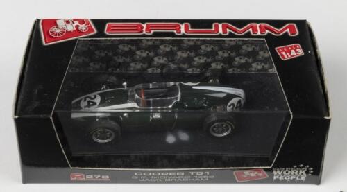 BRABHAM: A BRUMM 1:43 scale COOPER T51 as raced by Sir Jack Brabham at the 1959 Grand Prix of Monaco (R278). Sir Jack Brabham signature
