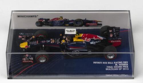 WEBBER: A Limited Edition MINICHAMPS 1:43 scale INFINITI RED BULL RACING RB9 as raced by Mark Webber at his final grand prix, the Brazilian Grand Prix 2013. L.E of 1,008