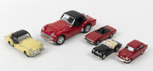TRIUMPH: A collection of five Triumph models. Saico&nbsp;TRIUMPH TR3A in red & VITESSE TRIUMPH TR in black