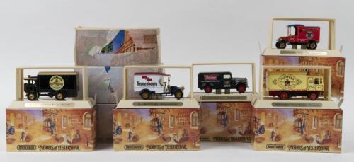 MODELS OF YESTERYEAR: A group of Matchbox Models of Yesteryear 'GREAT BEERS of the World' series models. 1917 YORKSHIRE STEAM WAGON 'LOWENBRAU' (YGB12) & 1918 ATKINSON STEAM WAGON 'BEAMISH' (YGB22-M)