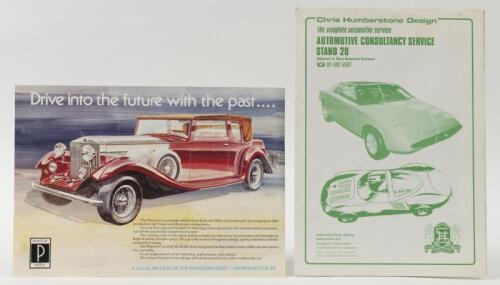 KIT/CONVERSION CAR BROCHURES: Two sales brochures concerned with kit cars and car conversions. 1980's PHANTOM MOTOR COMPANY (Melbourne based) single sheet, double sided sales brochure & Chris Humberstone Design sales brochure