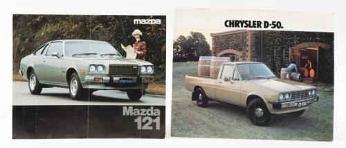 1970's CAR BROCHURES: Two 1970's car sales brochures. 1975 Mazda 121 & May 1979 CHRYSLER D-50 colour sales brochures
