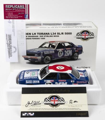 HOLDEN: A Limited Edition AUTOART 1:18 scale HOLDEN LH TORANA L34 SL/R 5000 as raced by Sir Jack Brabham/Sir Stirling Moss at the 1976 Hardie Ferodo 1000. Limited Edition of 1350, numbered '0653'