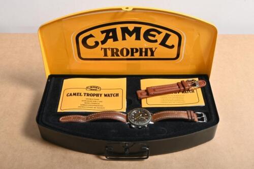 CAMEL TROPHY WATCH: A CAMEL TROPHY SUPERCHRONO WATCH. Yellow CAMEL TROPHY case (TW STEEL: A TW STEEL Yas Marina F1 Circuit oversized Chronograph watch. Canteen Style. Limited Edition (Battery Replaced, Timed - Working)
