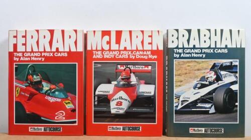 GRAND PRIX CARS: Three hardcover books detailing Grand Prix cars (Marlboro -AUTOCOURSE). 'McLAREN - THE GRAND PRIX CAN-AM AND INDY CARS' by Doug Nye