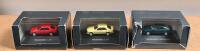 MERCEDES-BENZ: Three 1:87 scale Mercedes-Benz - Modellauto-Kollektion Press Conference models from 1993 and 1995. Mercedes-Benz C 220 in red