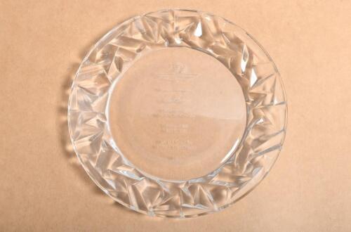 INDIANAPOLIS: A TIFFANY & CO glass plate commemorating past winners at Indianapolis Motor Speedway from 2002