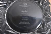 INDIANAPOLIS: A TIFFANY & CO glass plate commemorating past winners at Indianapolis Motor Speedway from 2002 - 4