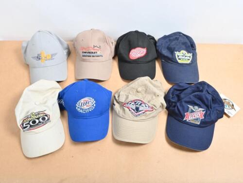 INDYCAR: A collection of IndyCar related caps. 'Allstate 400 AT THE BRICKYARD', 'Miller Lite Racing', 'CHEVROLET - Detroit Belle Island Grand Prix'