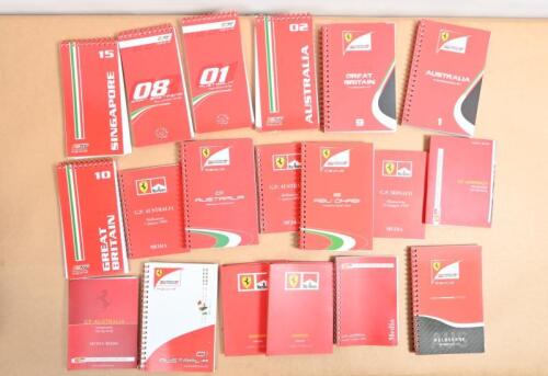 FERRARI: A group of Ferrari media guides and notebooks from various Formula 1 circuits and years. Australian media guides and notebooks