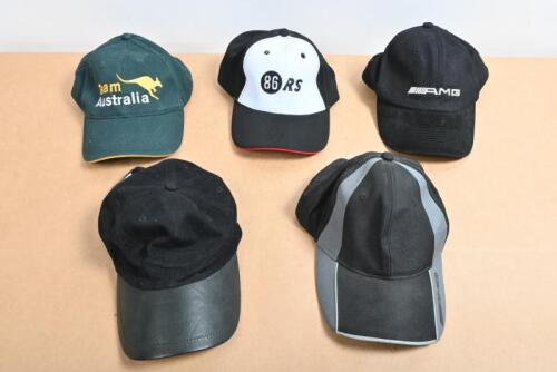 MOTORING/MOTORSPORT CAPS: A collection of five motoring and motorsport caps. 'AMG', 'SLK', 'Team Australia', 'V8 SUPERCARS - SHANGHAI ROUND' caps
